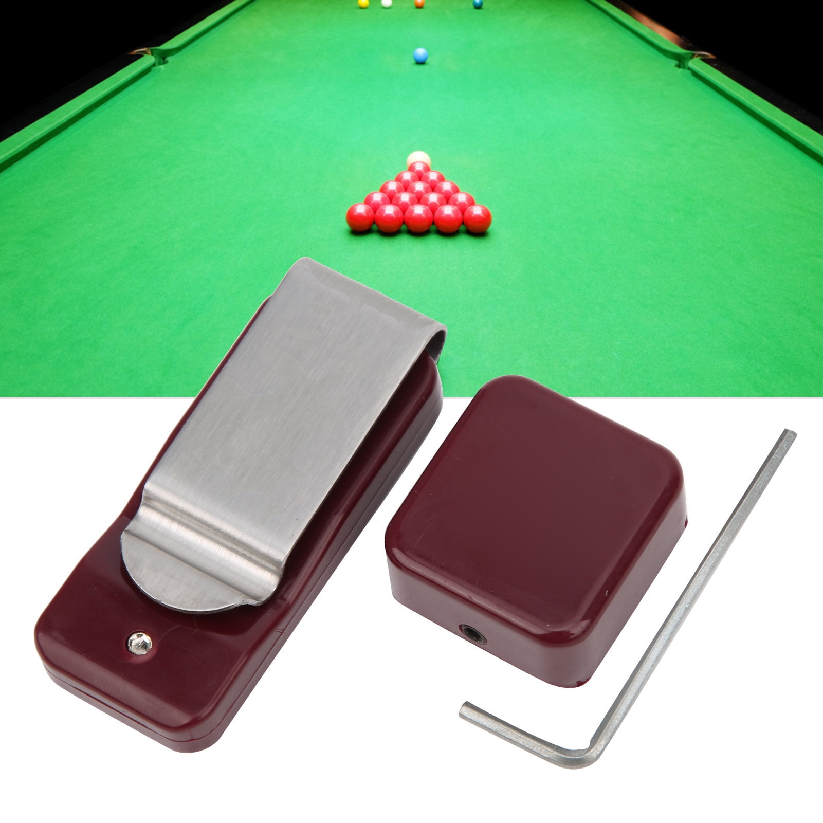 Gray Billiard Snooker Pool Table Cue Stick Chalk Bag Pouch Holder with Clip 