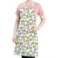 thumbnail image 5 of Yellow Lemon Fruit Slices White Pattern Apron-Garden Aprons for Women with Pockets-Cotton Linen Waterproof Kitchen Cooking Gardening Aprons Adjustable for Kitchen,Cooking,BBQ and Salon 33x27 Inch, 5 of 7