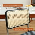 thumbnail image 5 of JXXRZ Rattan Dining Chairs Set of 2, Mid Century Modern Kitchen Side Chairs for Dining Living Room, Faux Leather Upholstered Dining Chairs, Black, 5 of 11