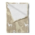 thumbnail image 2 of Dog Lover Soft Flannel Fleece Throw Blanket, Pet Animals Accessories Leash Paw Print Bone Ornamental Abstract Illustration, Cozy Plush for Indoor and Outdoor Use, 50" x 70", Tan White, by Ambesonne, 2 of 5