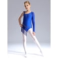 thumbnail image 4 of CHICTRY Kids Shiny Rhinestone Tassel Gymnastics Dance Leotards for Latin Cha-Cha Figure Skating Dancewear Blue 16, 4 of 7
