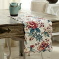 thumbnail image 2 of Antique White Farmhouse Tabletop Kitchen Isabella Cotton Hand Quilted Voile Floral / Flower Rectangle 13x48 Runner, 2 of 2