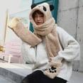 thumbnail image 2 of XIAOCHA Women’S Panda Hooded Scarf‑Mitten Set Solid Hats Party Fall‑Winter Bonnet,Beige, 2 of 4