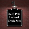 thumbnail image 2 of Keep Pets Leashed Creek Area BLACK Aluminum Composite Sign 15''x18'', 2 of 9