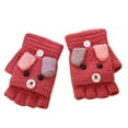 thumbnail image 2 of Kids Convertible Flip Top Gloves, Knitted Fingerless with Mitten Cover for Girls Boys Winter, 2 of 2