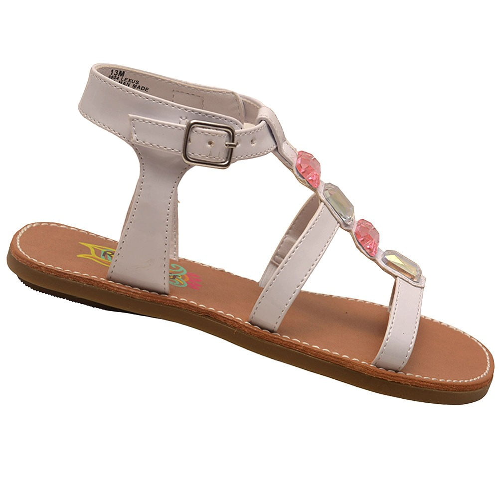 New Girls Youth Kids Glitter Casual Open Toe Buckle Strap Sandals Shoes 