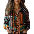 thumbnail image 1 of Womens Button V Neck Long Sleeve Shirts Oversized Blouses Tops Cotton Classic Collared Casual Lightweight Blouses, 1 of 2