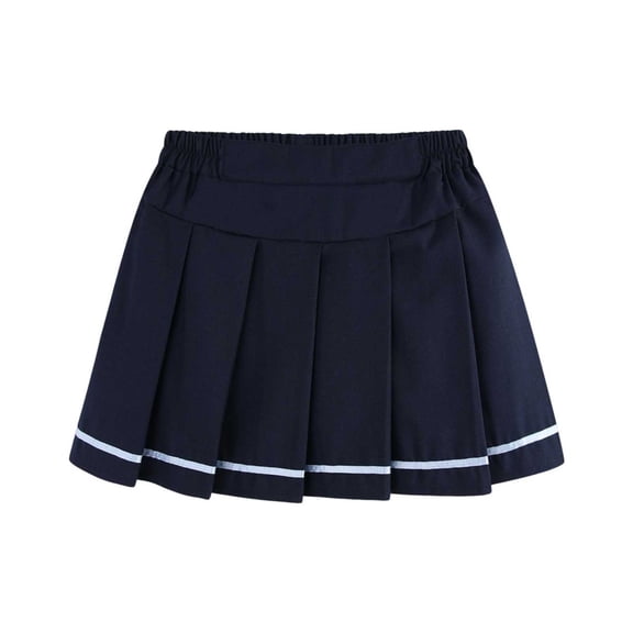 Odeerbi Toddler Girls Striped Pleated Skirt with Built-in Shorts High Waist School Uniform Skirt