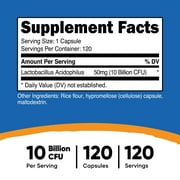 Nutricost Lactobacillus Acidophilus 10 Billion CFU Supplement, 120 Vegetarian Capsules
