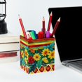 thumbnail image 6 of ERJLKXP Small Pen & Pencil Holder for Desk Organization,Bohemian Ethnic Flower Desktop Stationery Storage for Office Supplies and Makeup Brush Organizer, 6 of 6