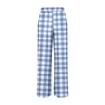 thumbnail image 4 of Limited Time Deal kttectoa Women's Pants Check Print Wide Leg Pants High Waisted Drawstring Dress Pants Comfy Wide Leg Pants Beach Lounge Trousers Womens Sweatpants, 4 of 5