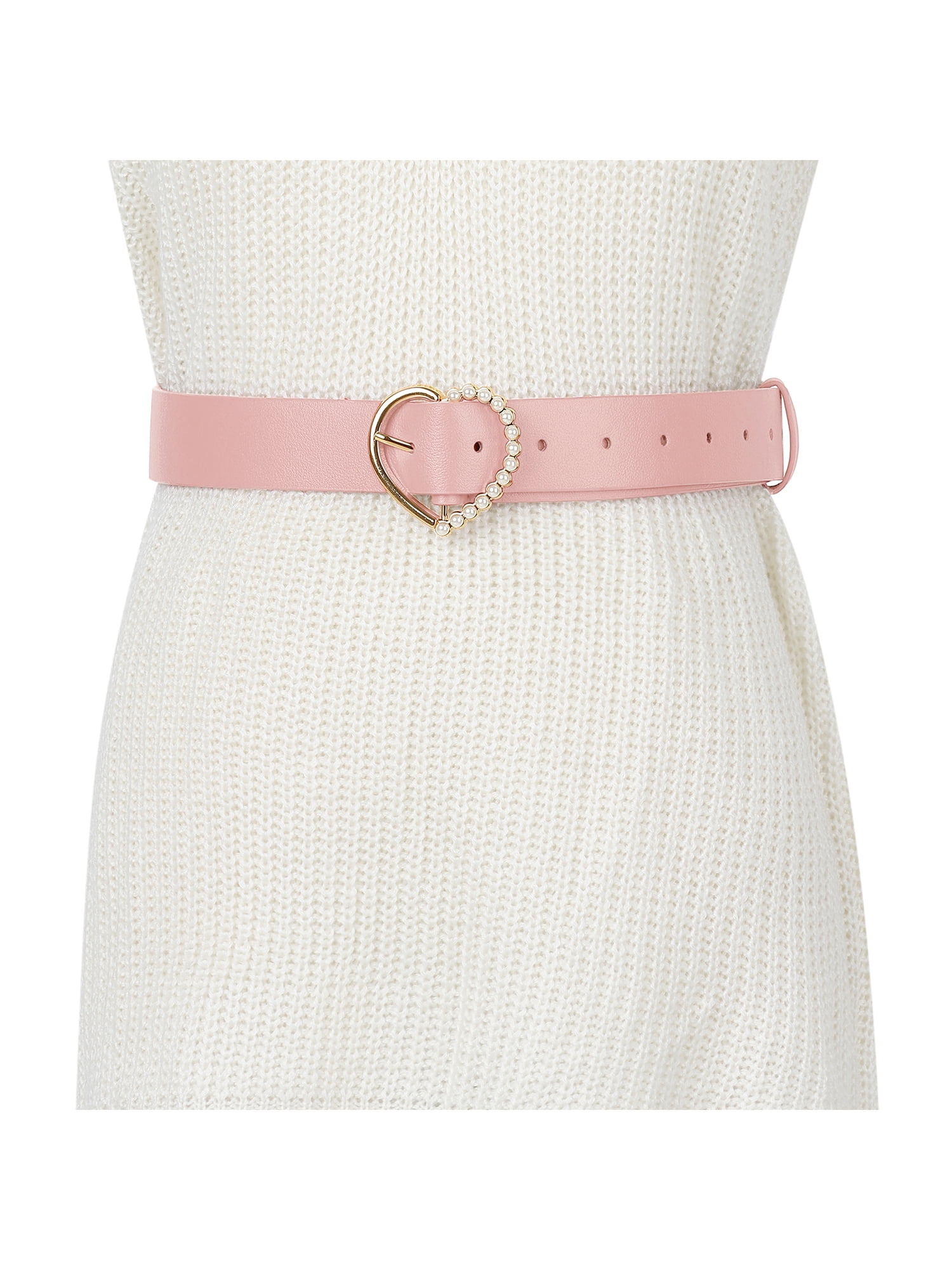 9845 Stylish Women\'s Belt Heart-shaped Buckle With Beads Belts Encrusted SATINIOR 2 Pieces Heart Belt for Women Heart Buckle Belt  main image 3