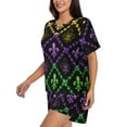 thumbnail image 2 of Rocae Mardi Gra Geometric for Two Piece Sleepwear Pajamas Sets for Women Soft Short-Sleeved Pjs with Lounge Shorts Medium, 2 of 9