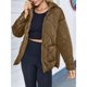 thumbnail image 5 of Chaqueta Acolchada para Mujer, con Capucha, Larga, Cremallera, Abrigo de Invierno, Chaquetas Cálidas con Bolsillos Marrón M, 5 of 8