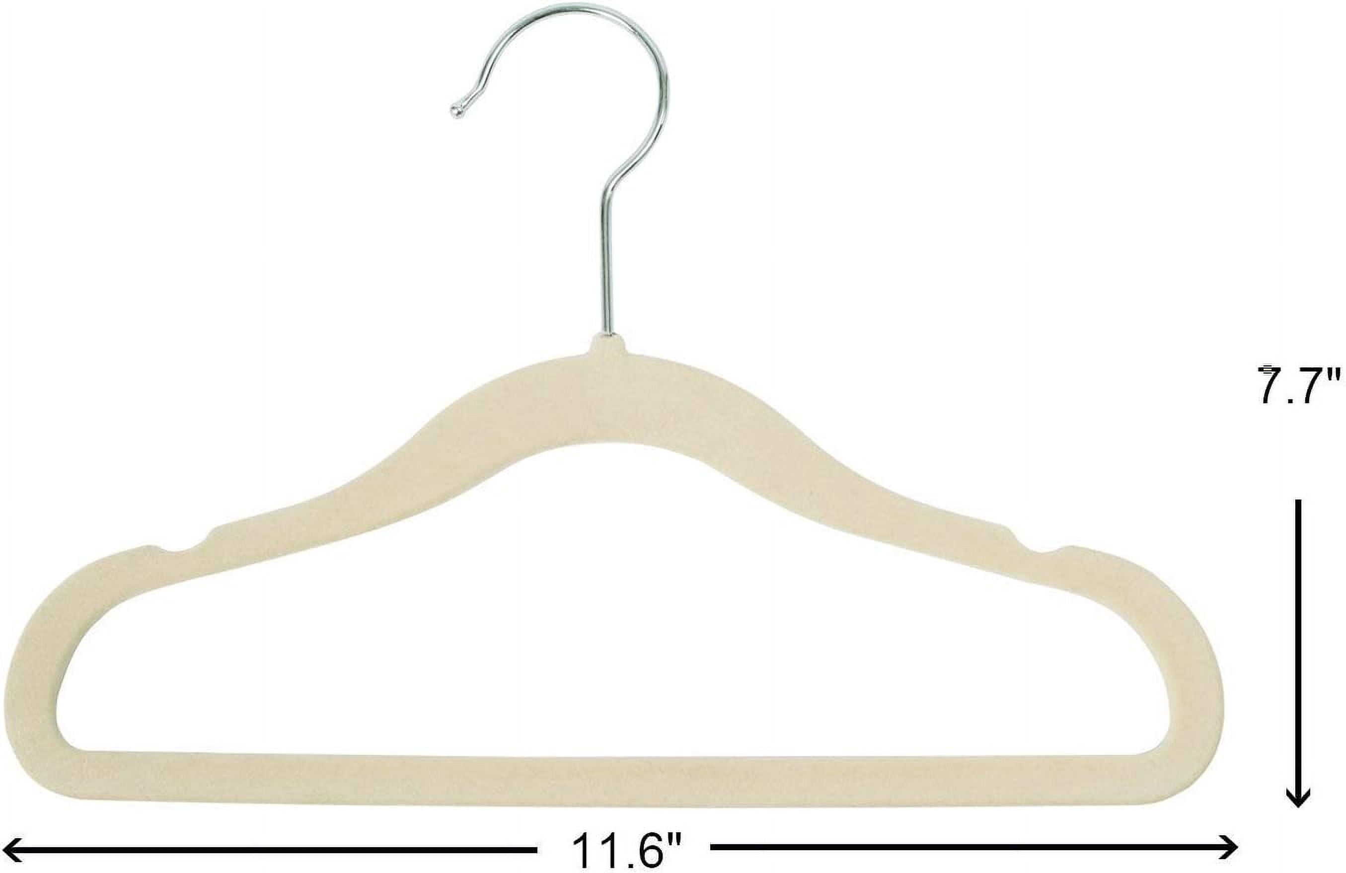 Non-Slip Clothes Hanger for Baby and Kids 30-Pack Velvet Hangers with 10 Finger Clips,Beige