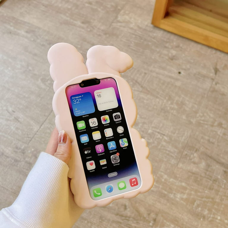 Chudan Bunny for iPhone 11 12 13 14 XR Xs Pro Max Case, Kawaii Phone Cases Cases 3D Silicone Cartoon Cotton Rabbit Case Fun Cute Case Soft Rubber