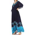 thumbnail image 3 of Sakkas Leonor Women's Boho Casual Long Maxi Caftan Dress Kaftan Cover-up LougeWear - 6-NavyTurq - One Size, 3 of 5