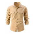 thumbnail image 1 of Blusa y camisa de manga larga con cuello vuelto para hombre, holgada, con solapa y botones, deportiva, de manga larga y solapa., 1 of 8