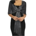 thumbnail image 3 of qolati Sparkling Metallic Shawls and Wraps for Evening Dresses Party Scarf with Buckle Weddings Bride and Bridesmaids Black Free Size, 3 of 5