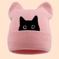 thumbnail image 6 of Womens Cat Ear Beanie Cute Knit Hat with Cat Embroidery Warm Soft Cozy Winter Hat, 6 of 6