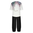thumbnail image 5 of Nrmvnmi Women's Summer 2 Piece Outfits Casual Floral Prints Short Sleeve Pajama Tops Wide Leg Pants Lounge Sets Tracksuits Mothers Day Gifts, 5 of 5