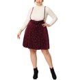 thumbnail image 2 of Agnes Orinda Women's Plus Size Velvet Skater Skirts High Waist Shiny Stars Suspender Skirt 1X Burgundy, 2 of 5
