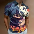 thumbnail image 2 of Psychedelic Clown Joker Men Zipper T-shirt Summer Casual Short Sleeve T-shirt Top, 2 of 7