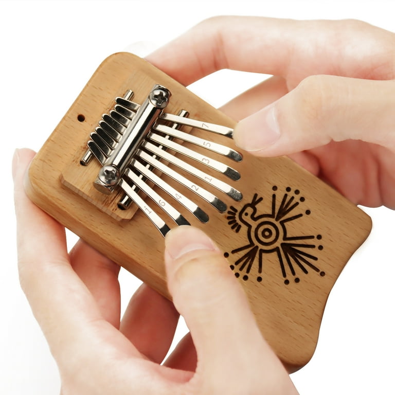 Mini Kalimba 8 Keys Thumb Piano Cute Portable Exquisite Piano Musical  Instrument Wood Good Accessory Pendant Gift for Kids Adult Beginners Brown