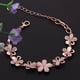 thumbnail image 2 of Pulsera de flores de oro rosa con pétalos huecos ecológicos, decorada con cuentas de cristal para mujer., 2 of 7