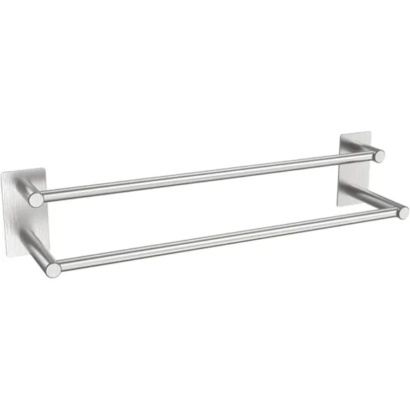 Bathroom Towel Holder, Drill-Free Self-Adhesive Wall-Mounted Towel Bar, Brushed Stainless Steel, Rust and Scratch Resistant (40 cm, Silver)