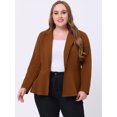 thumbnail image 3 of Blazer de talgrande pamujer con solacon muescas, dobladillo con volantes y péplum, paNavidad marrón 5X, 3 of 5