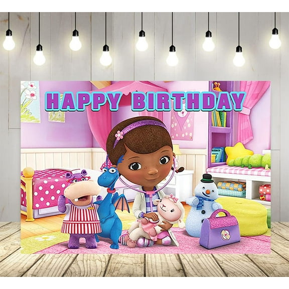 Doc McStuffins Backdrop Birthday Decorations Party Favors, Doc McStuffins Background Cartoon Party Decoration Banner 5x3ft