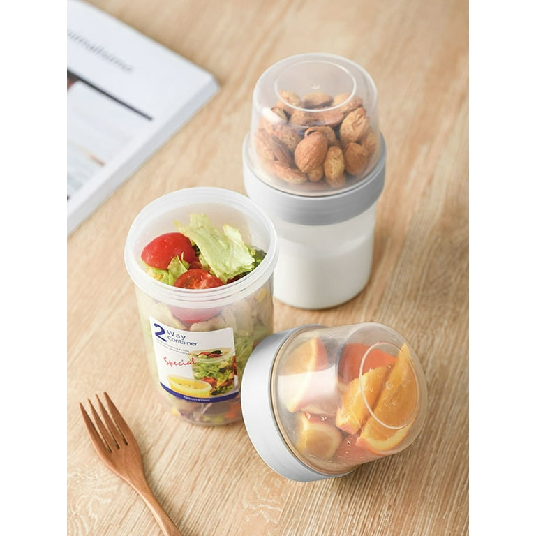 to go cup for crunch portable cereal cup Double layer hiking cereal bowl  separate milk snack cup camping and RV storage and organization cereal to go  cup 5.6*4.2in 