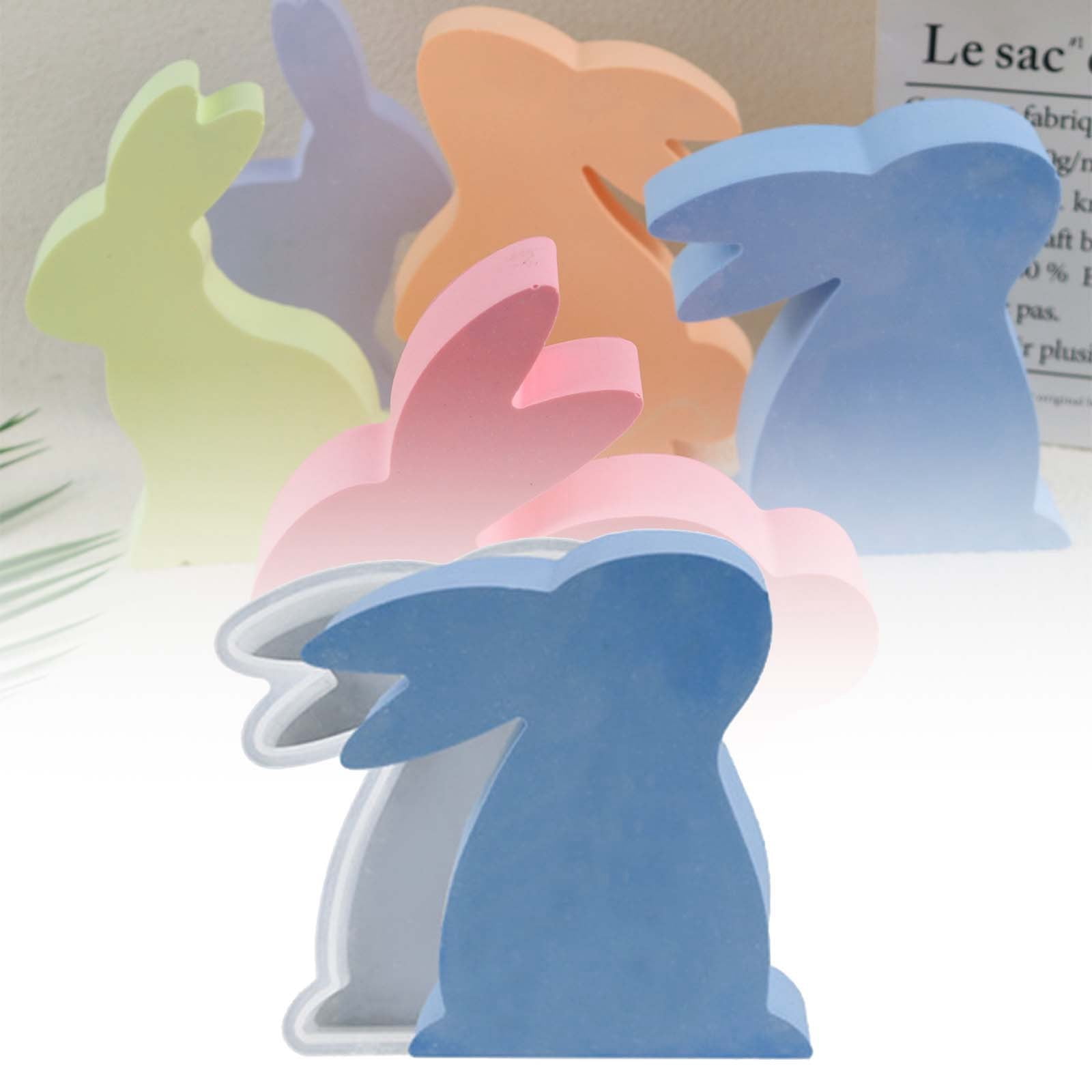 Déco Pâques Diy Moules Silicone Lapin De Pâques 3D - 2 Pièces Pour Bougies, Résine Et Plâtre DIY Moule Pour Bougie En Lapin