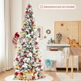 thumbnail image 5 of Gymax 8 FT Artificial Snow Flocked Pencil Christmas Tree w/ White Berries & Flowers, 5 of 10