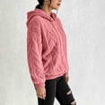 thumbnail image 4 of Pounoo Womens Sweatshirts Hooded Drawstring Long Sleeve Chevron Embossed Fuzzy Sherpa Bubble Cuff Solid Pullover Hoodie Loose Fit Warm Winter Womens Tops, 4 of 7