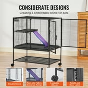 KFFKFF 34 Metal Mobile Ferret Home, Spacious Double-Deck Habitat, Includes Ramps & Tray, Simple Assembly, Ideal for Rats, Hamsters, Guinea Pigs, Chinchillas, Squirrels, Hedgehogs, Bunnies