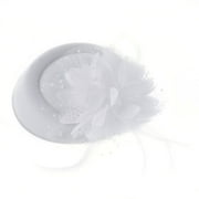 Fascinator Hats for Women Pillbox Cap with Flower Feather Mesh Veil and Hair Clip Cocktail Tea Party Headwear Headdress
