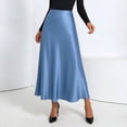 thumbnail image 2 of Yuanlong Womens Skirt Elegant Satin High Waist Ruffle Skirt A Line Flowy Soft Casual Daily Party Dating Vacation Maxi Skirt, 2 of 5