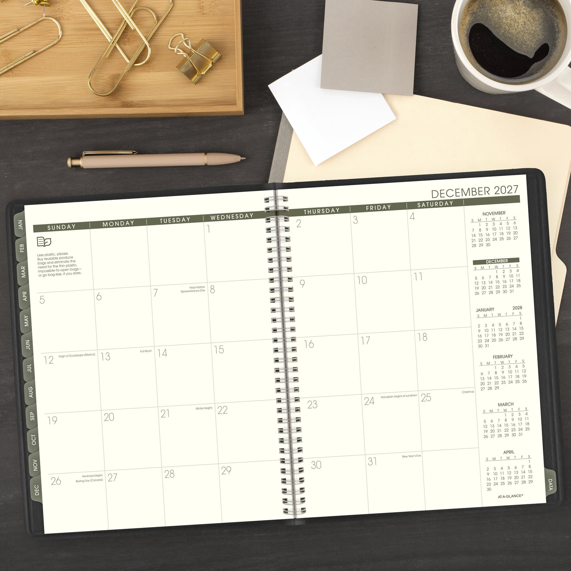 AT-A-GLANCE Recycled 2027 Weekly Monthly Appointment Book Planner Black Large 8