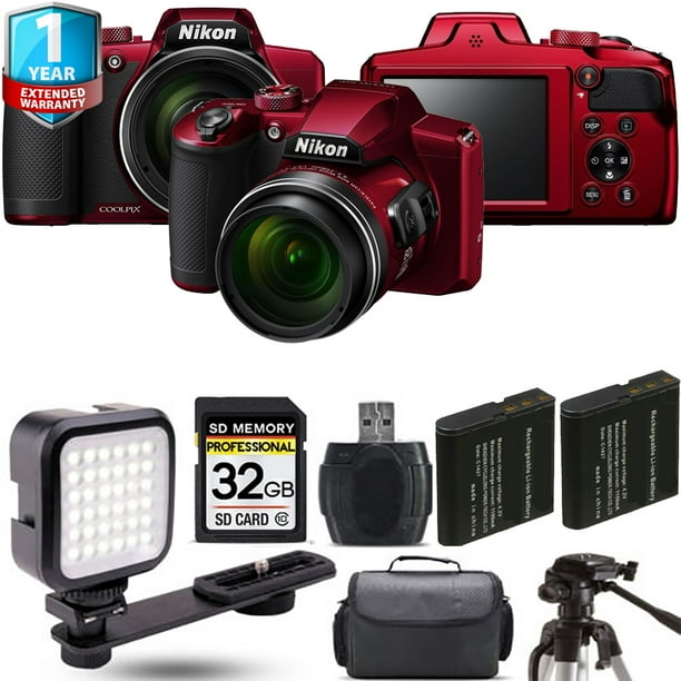 Nikon COOLPIX B600 Digital Camera (Red) + Extra Battery +