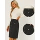 thumbnail image 2 of Falda de gamuza para mujer Hasta la rodilla Botón Frente Cintura alta Bolsillos Decoración Faldas acampanadas Negro XS, 2 of 6