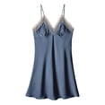 thumbnail image 4 of Glisme Nightgowns For Women Night Gown Satin Chemise Nightie Sleep Dress Sleepwear Loungewear Sleepwear Blue Pjs, 4 of 4