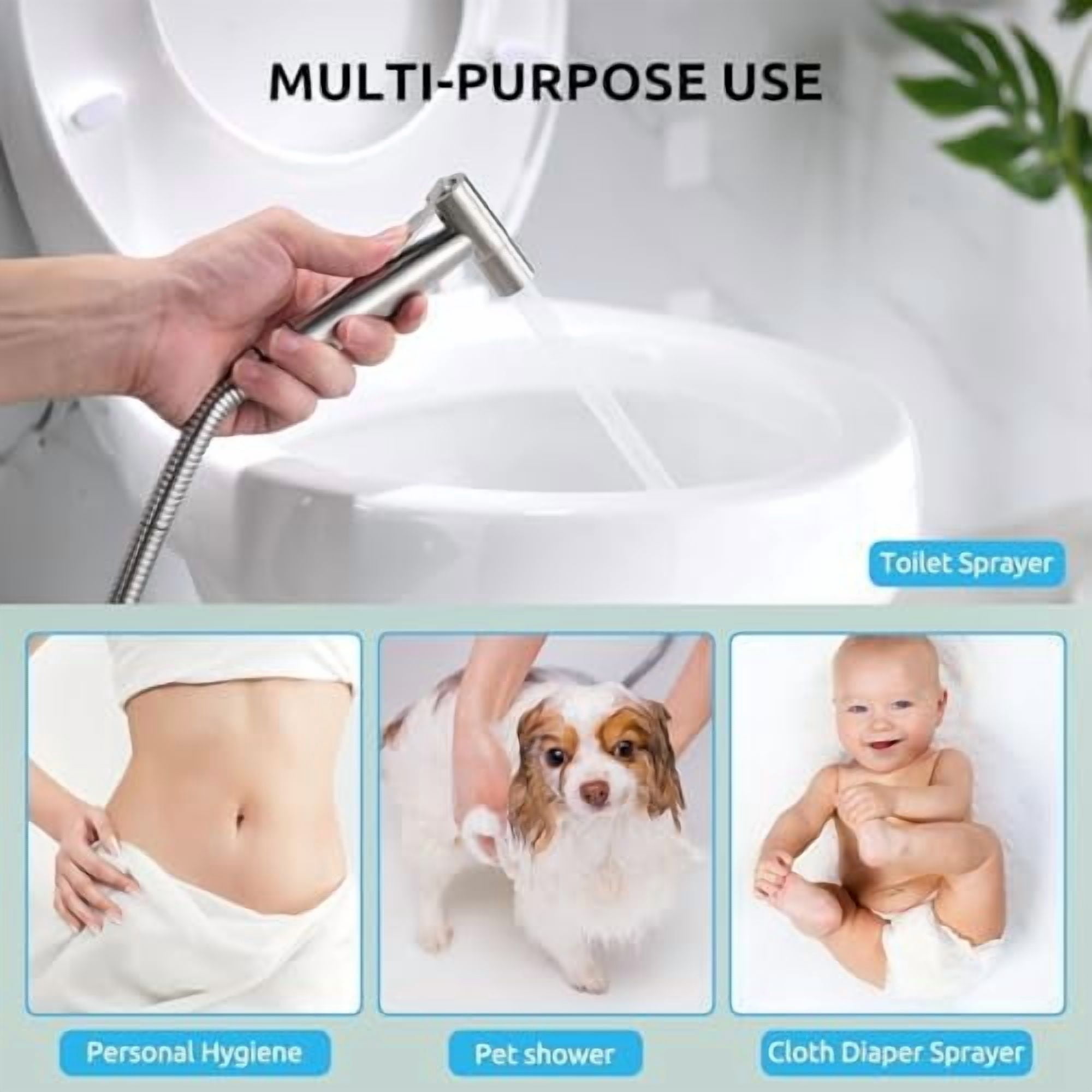 Handheld Bidet Sprayer for Toilet,  Jet Sprayer for Toilet Muslim Shower, Adjustable Water Pressure with Bidet Attachment for Toilet for Feminine and Baby Wash