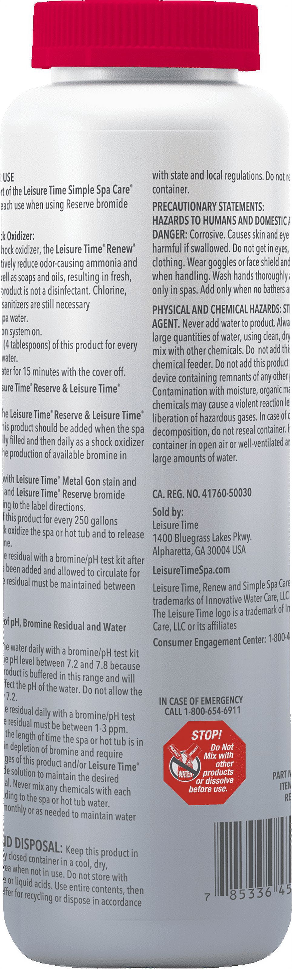 Leisure Time Renew Granular 2.2lb Non-Chlorine Shock Oxidizer for Swimming Spas