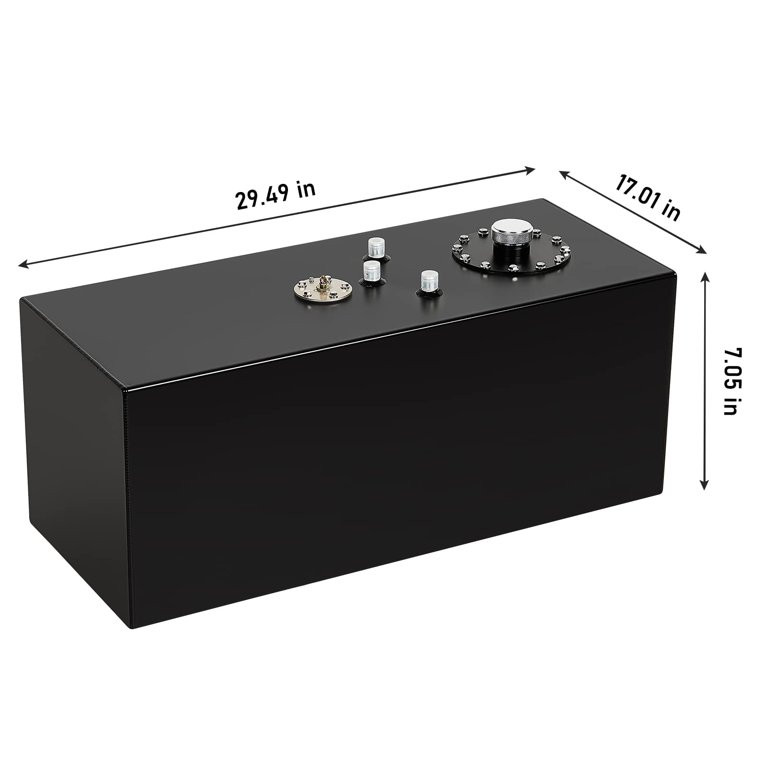 17 Gallon 64L Polished Aluminum Top Feed Fuel Cell Gas Tank With Cap & Level Sender For Racing Drift Street