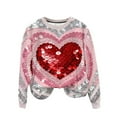 thumbnail image 5 of Vintage Tees for Women 2025 Cute Heart Print Long Sleeve Tunic Tops Casual Round Neck Long Sleeve Printed T-Shirt Top Dressy Casual Loose Blouses, 5 of 7
