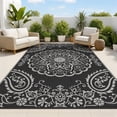 thumbnail image 2 of MeyJey 8'x10' Outdoor Rugs for Patio, Patio Rug Waterproof RV Mats, Plastic Straw Camping Area Rug for Indoor Porch Balcony Beach Mat, Black/Grey, 2 of 15