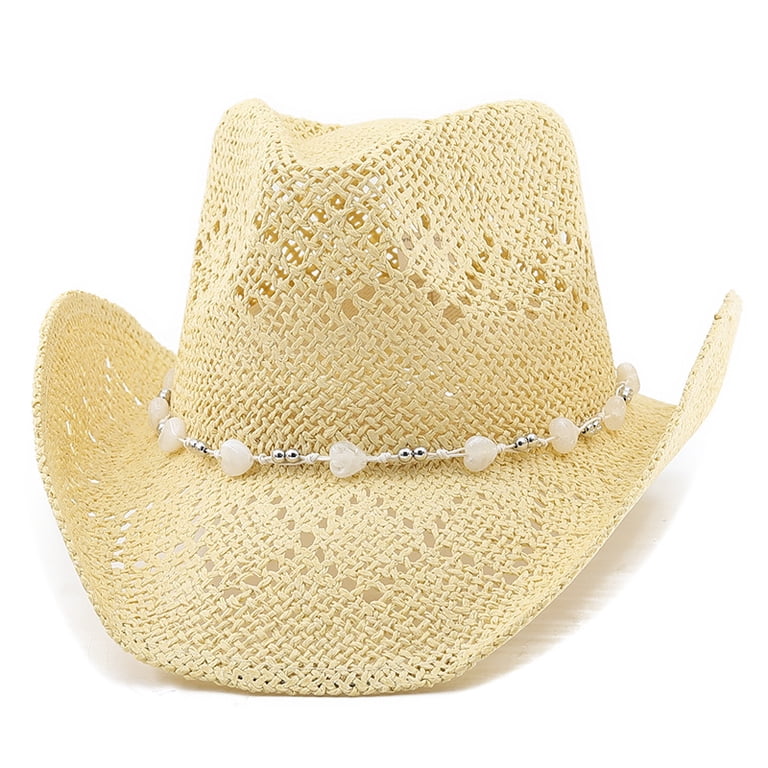 NHAI Straw Beach Cowboy Hat for Women Men, Shapeable Brim  display picture 2