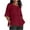 Wine, variant on Nfurl Womens Elbow Length Sleeve Tops 2025 Plus Size Spring Clothes Casual Round Neck T-Shirts Loose Solid Color Shirt Blouses for Women Cozy Cotton Linen Blouses